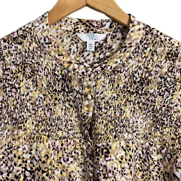 Time and True Cheetah Print Blouse Plus Size XXL Multicolor Long Sleeves Top - Picture 4 of 6